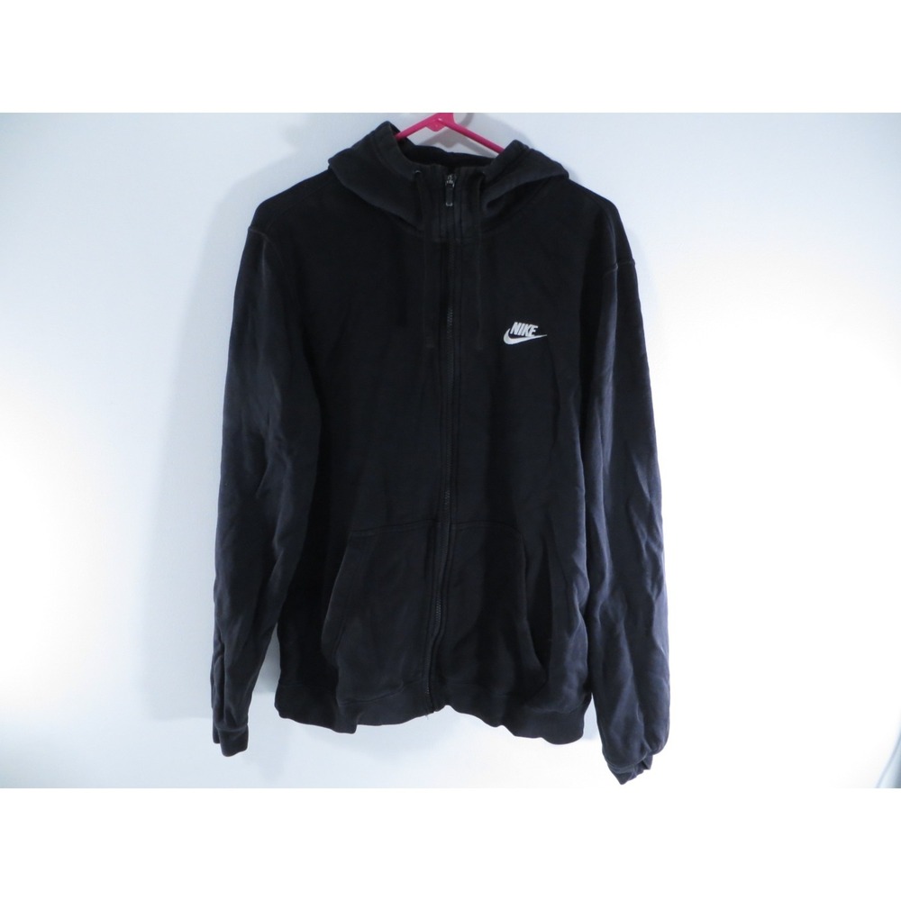 Nike Black‎ Full Zip Fleece Lined Embroidered Logo Hoodie Jacket Size Large